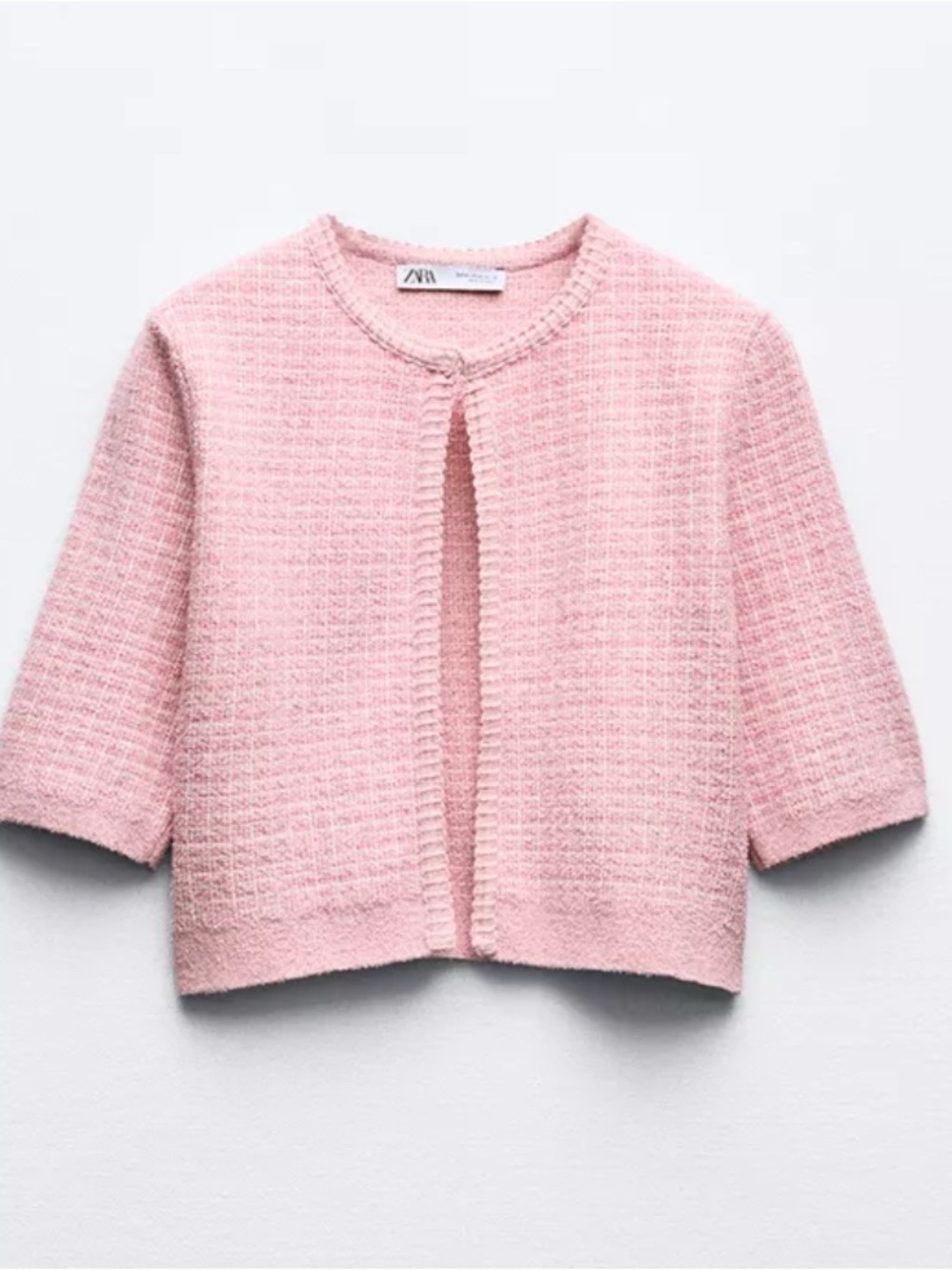 Zara Plaid Cropped Knit Cardigan